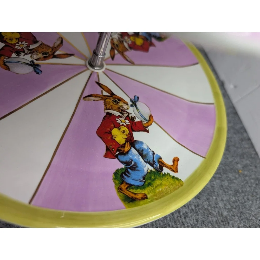 Retired DEPT 56 Alice In‎ Wonderland Bunny Rabbit 2 Tier Tidbit Serving Dish